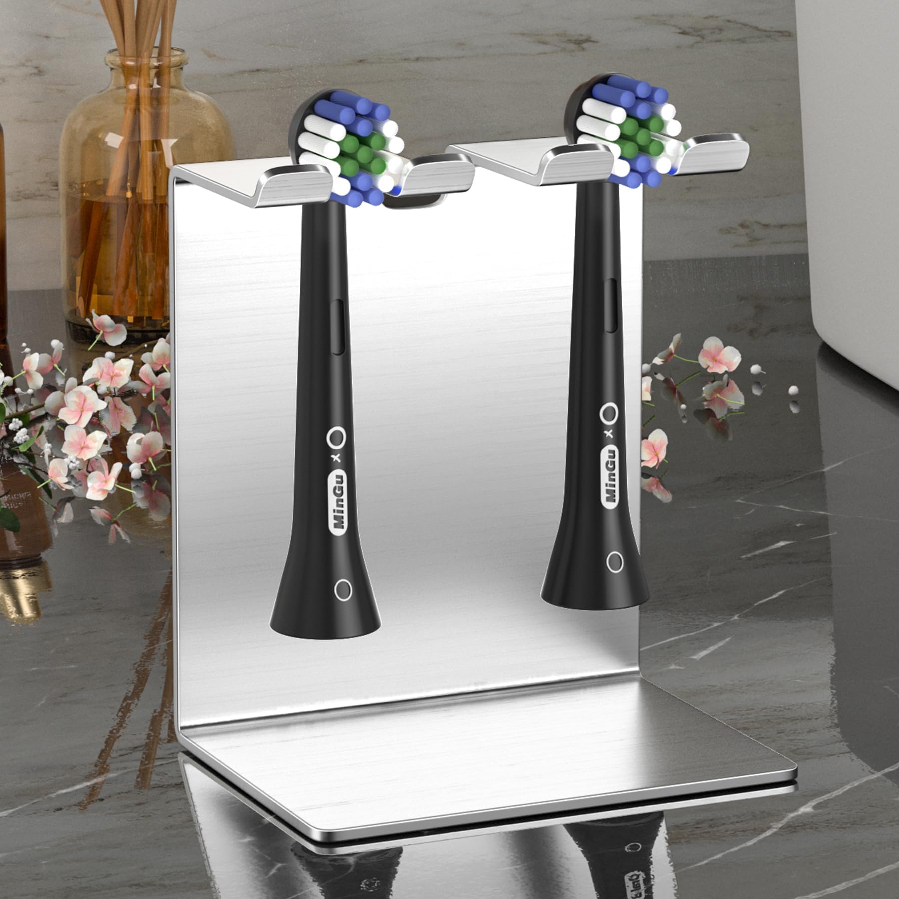 WIETRE Edelstahl Aufsteckbürsten Halter mit Auffangschale | passt für ...